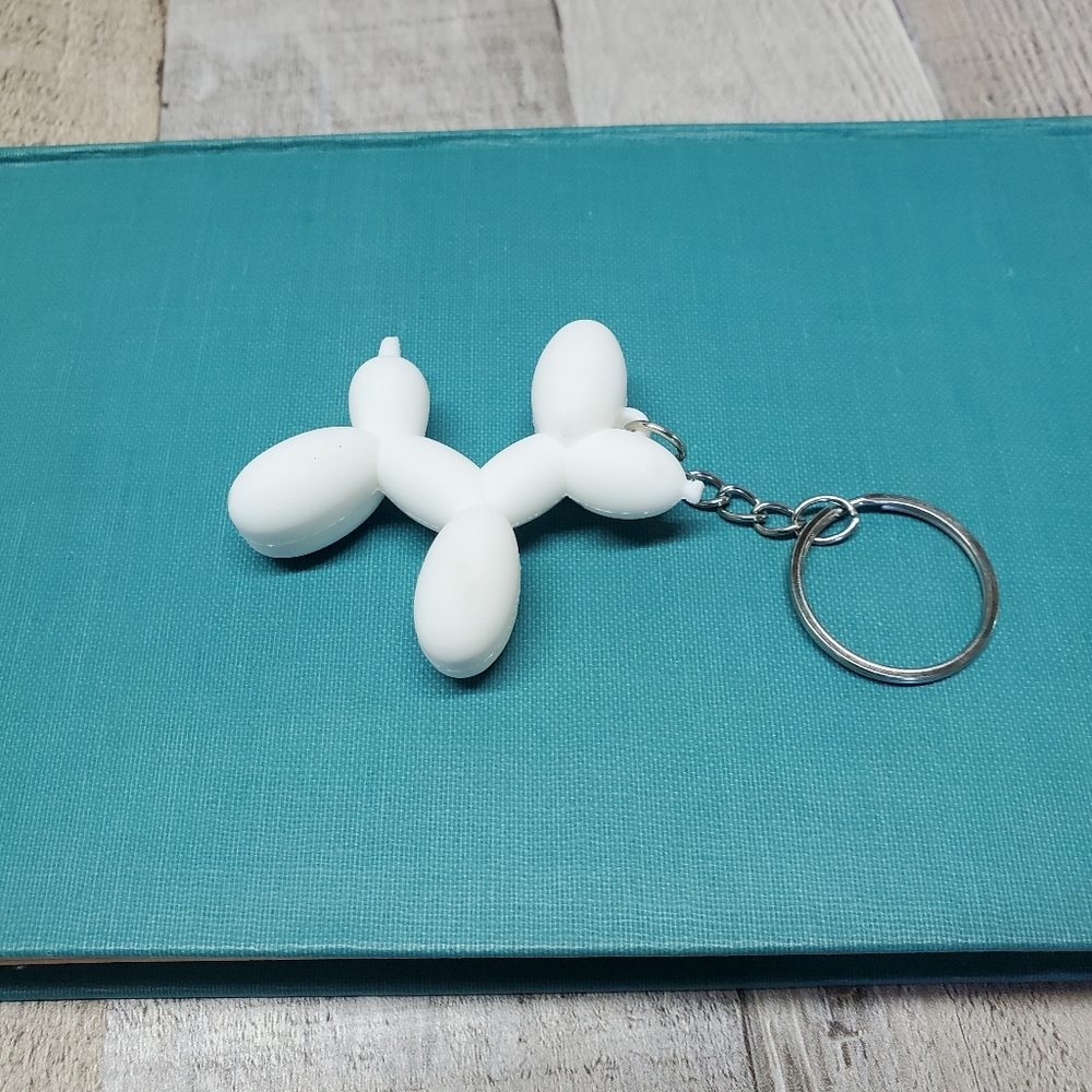Balloon Dog Key Chain/Bag Charm in White - Picture 5 of 7